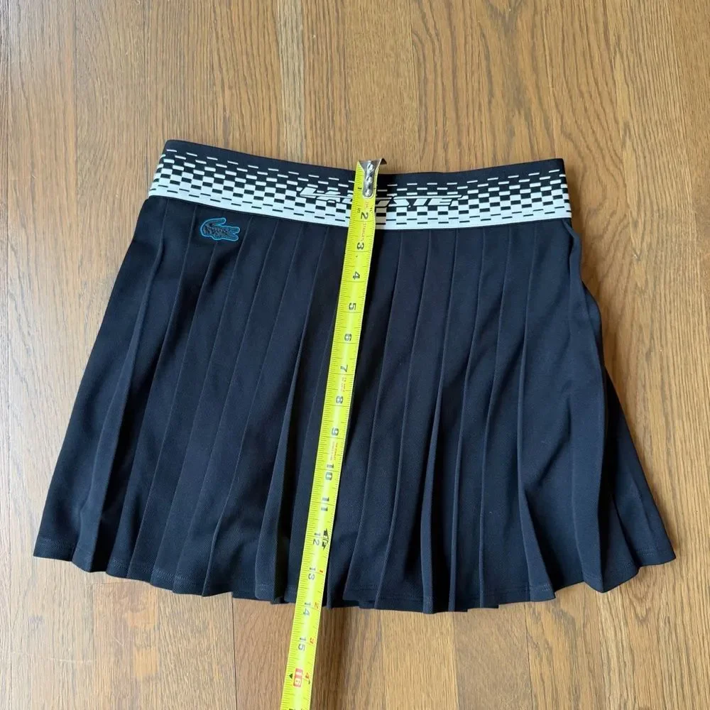 NWT Lacoste Pleated Tennis Skirt Black White Green Logo Waistband 38 / 8 Small_6